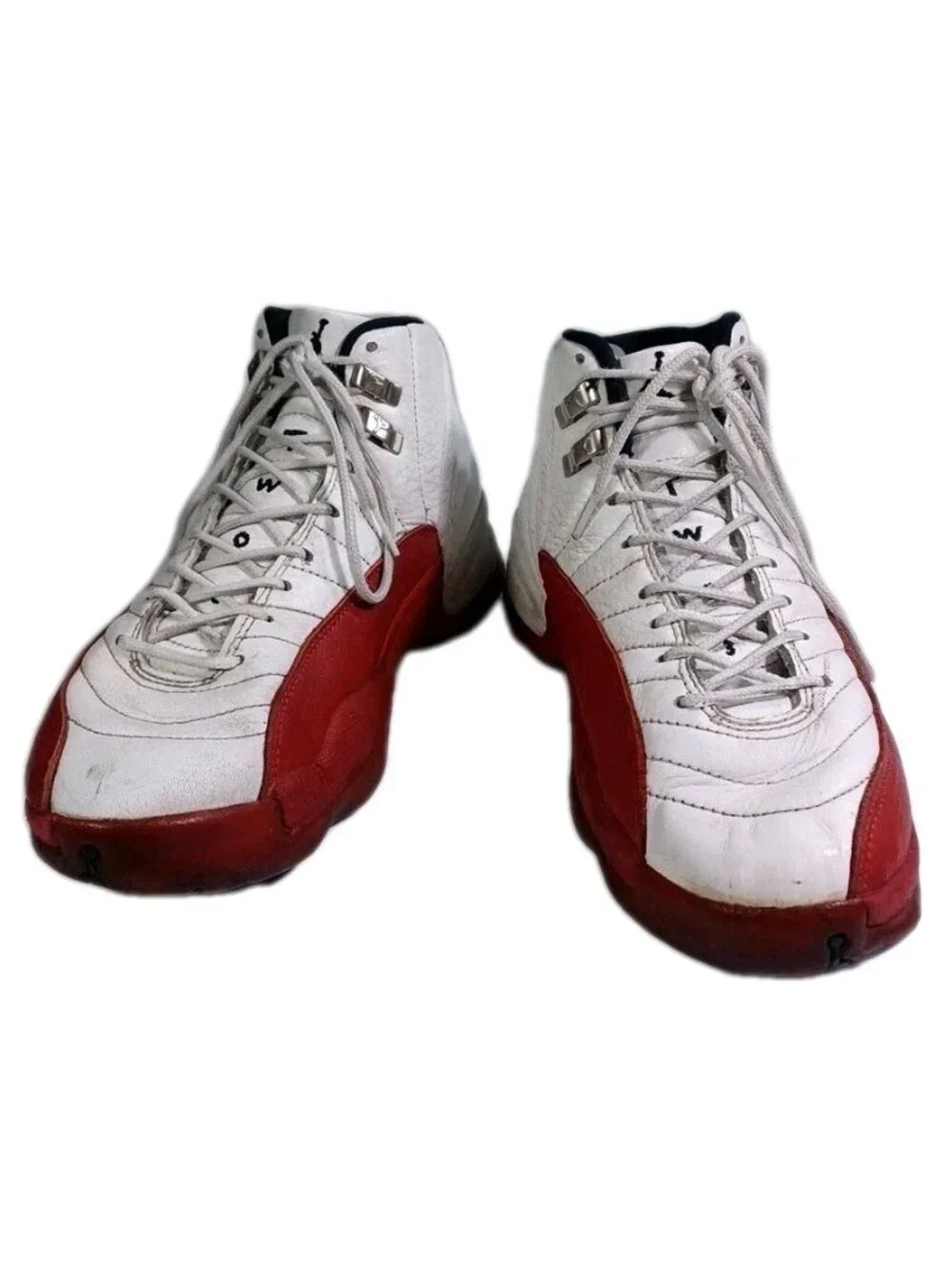 Men's Size 8.5 Air Jordan 12 Retro Cherry Red White Leather Basketball Sneakers